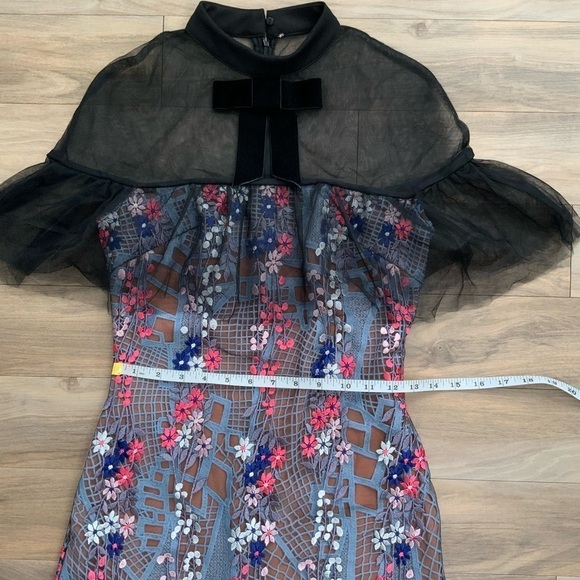 Self Portrait Multicolor Floral Vine Embroidered Mini Dress - Picture 10 of 12